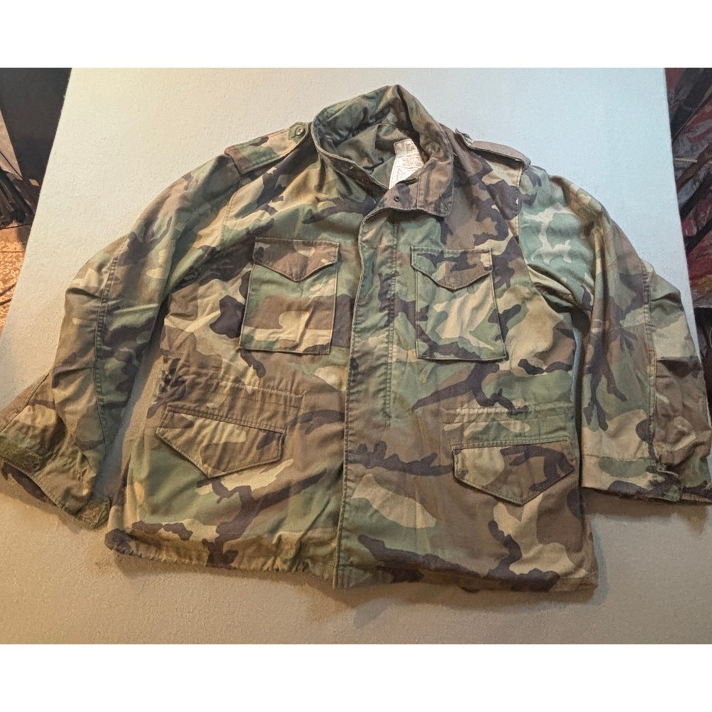 VTG Alpha Industries M-65 Field Jacket Mens 2X REG Woodland Camo Military USA